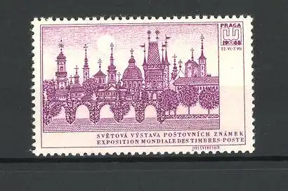 Reklamemarke Praga, Exposition Mondiale des Timbres-Poste 1968, Stadtansicht