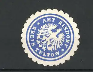 Reklamemarke Wappen des Amtes Rixdorf, Kreis Teltow