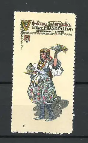 Reklamemarke Hradisti, Vystava Slovacka 1915, Frau in Landestracht