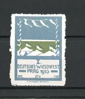 Reklamemarke Prag, Deutsches Wiesenfest 1913, Festzelte und Wimpel