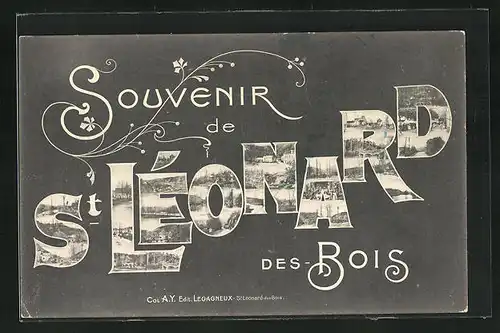 AK Saint-Léonard-des-Bois, Grusskarte mit Einzelansichten