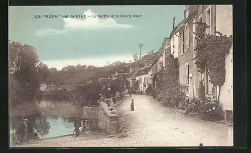 AK Fresnay-sur-Sarthe, La Sarthe et le Bourg Neuf