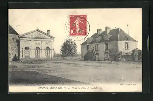 AK Fresnay-sur-Sarthe, Hotel de Ville et Prysbytere