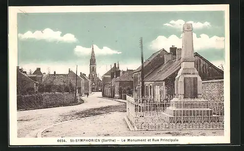 AK St-Symphorien, Le Monument et Rue Principale