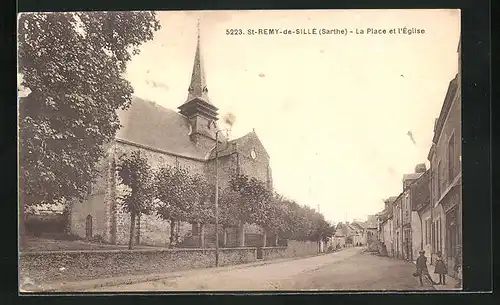 AK St-Remy-de-Sille, La Place et l`Eglise