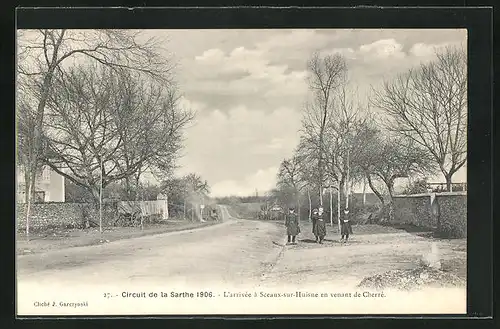 AK Sceaux-sur-Huisne, L`arrivee a Sceaux-sur-Huisne en venant de Cherre