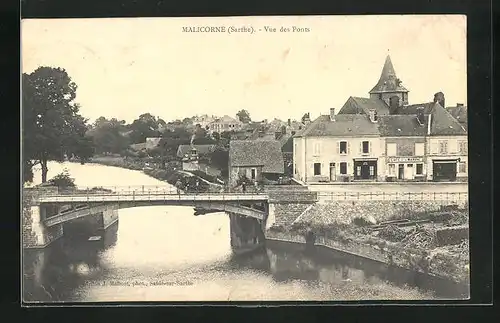 AK Malicorne, Vue des Ponts