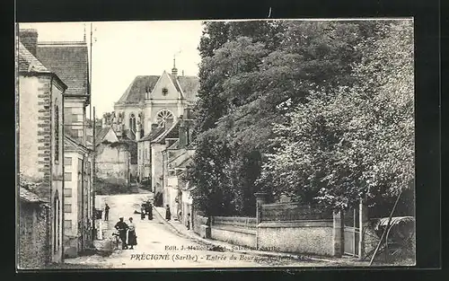 AK Précigne, Entrée du Bourg - Route de Sable