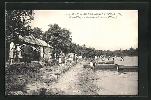 AK Sillé-le-Guillaume, Coco-Plage, Embarcadére sur l`Elang