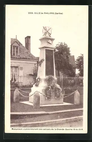 AK Sille-le-Philippe, Monument commémoratif des soldats de la Grande Guerre 1914-1918