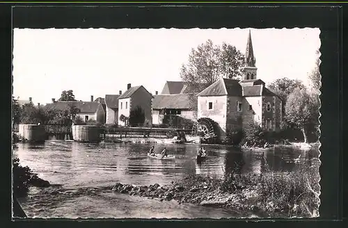 AK Nogent-sur-Loir, lle Barrage et le Moulin