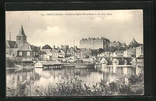 AK Sablé, Ancienne Eglise Norte-Dame et les vieux Ponts