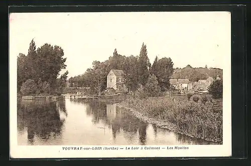 AK Vouvray-sur-Loir, Le Loir á Coemont-Les Moulins