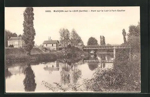 AK Marcon-sur-le-Loir, Pont sur le Loir a Port-Gautier