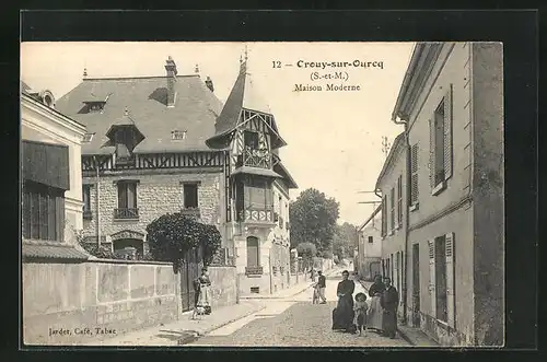 AK Crouy-sur-Ourcq, Maison Moderne, Strassenpartie