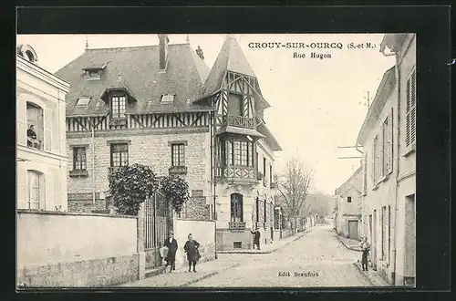 AK Crouy-sur-Ourcq, Rue Hugon, Strassenpartie