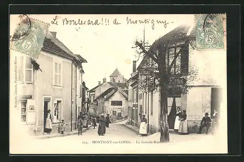 AK Montigny-sur-Loing, La Grande-Rue, Strassenpartie
