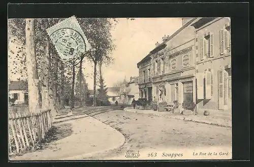 AK Souppes, La Rue de la Gare