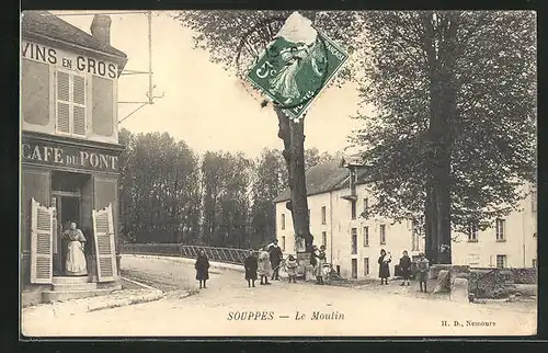 AK Souppes, Le Moulin, Café du Pont