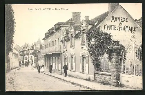 AK Marlotte, Rue Mürger, Hotel Paul Mallet