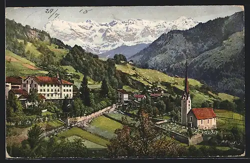 AK Seewis i. Prättigau, Ortsansicht mit Scesaplana