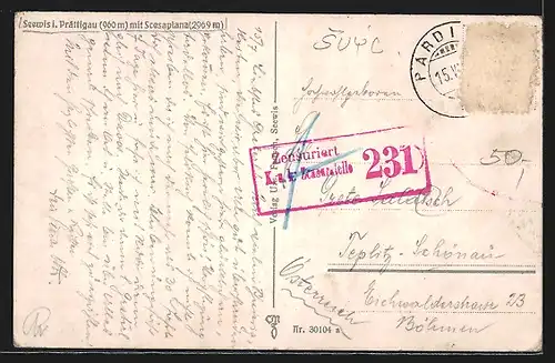 AK Seewis i. Prättigau, Ortsansicht mit Scesaplana