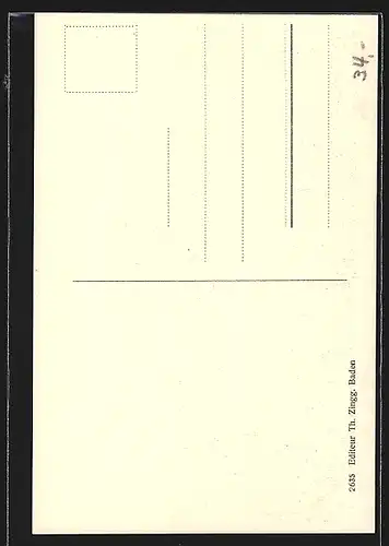 AK Baden, Strassenpartie mit Kirche