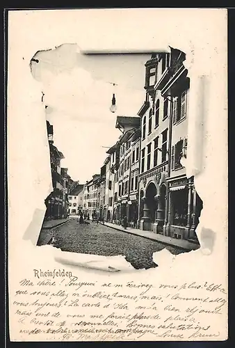 AK Rheinfelden, Strassenpartie mit Ladengeschäften