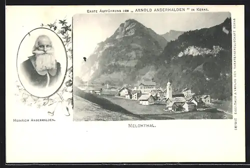 AK Melchthal, Ortsansicht, Porträt von Heinrich Anderhalden