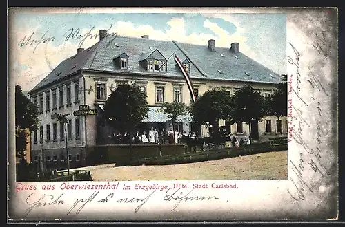 AK Oberwiesenthal, Blick auf Hotel Stadt Carlsbad