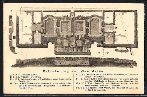 AK Badenweiler, Grundriss der römischen Bäder