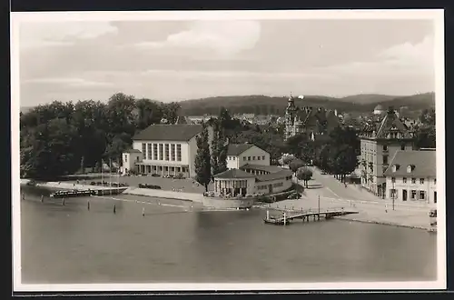 AK Konstanz, Teilansicht mit Blick auf das Hallenbad und Petershausen