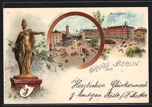 Lithographie Berlin, Grand-Hôtel, Königstrasse, Berolina