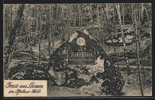 AK Leimen, Gedenkstein für Fritz Claus, dem Sänger des Pfälzerwaldes