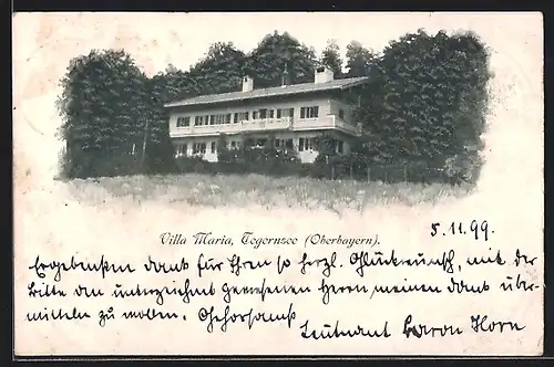 AK Tegernsee /Oberbayern, Blick auf Villa Maria