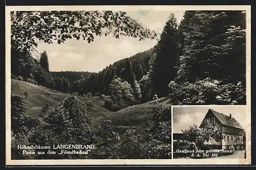 AK Langenbrand, Gasthaus zum grünen Baum, Partie aus dem Förtelbachtal