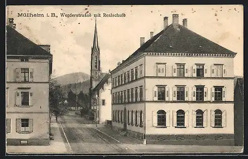 AK Müllheim i. B., Werderstrasse mit Realschule