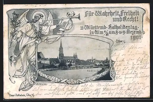 AK Ulm, II. Württemb. Katholikentag 1901, Ortsansicht