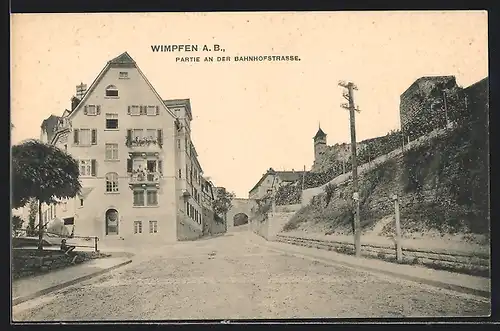 AK Bad Wimpfen, Partie an der Bahnhofstrasse