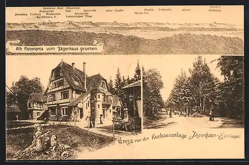 AK Esslingen, Bergpanorama, Gasthaus Waldschenke zu den drei Linden