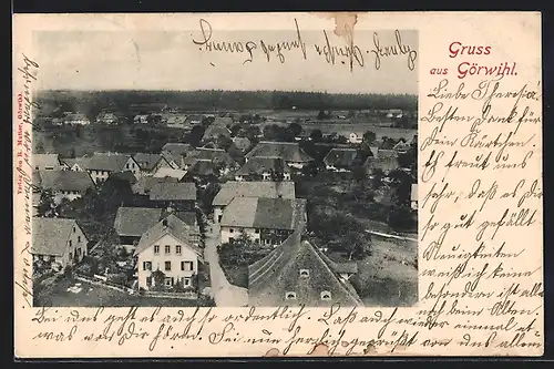 AK Görwihl, Teilansicht aus der Vogelschau