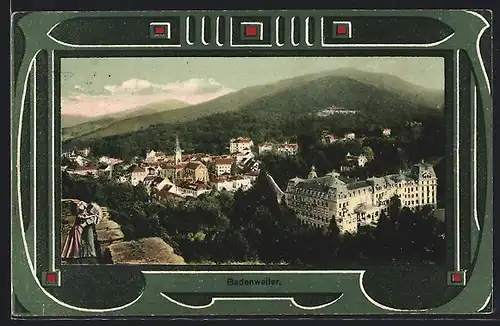 AK Badenweiler, Panorama im Rahmen
