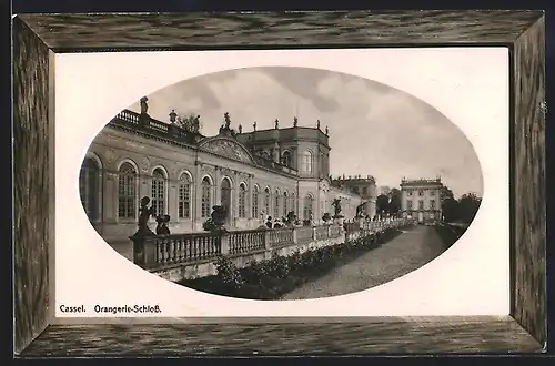 Passepartout-AK Cassel, Orangerie-Schloss mit Promenade