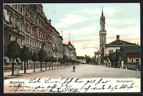 AK Konstanz, Strasse am Bahnhofsplatz