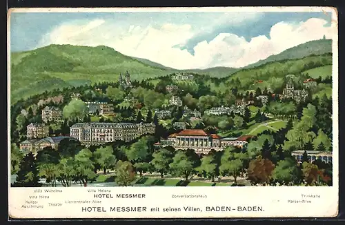 Künstler-AK Baden-Baden, Hotel Messmer mit seinen Villen