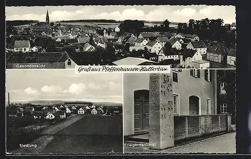 AK Pfeffenhausen-Hallertau, Siedlung, Kriegerdenkmal, Gesamtansicht