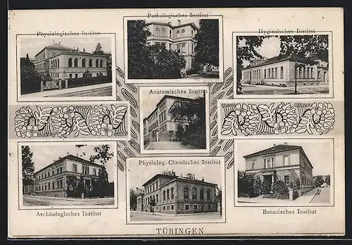 Passepartout-AK Tübingen, Institute, u. a. Pathologisches und Archäologisches Institut