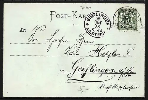 AK Cannstatt, Ortsansicht mit Wilhelmsbrücke