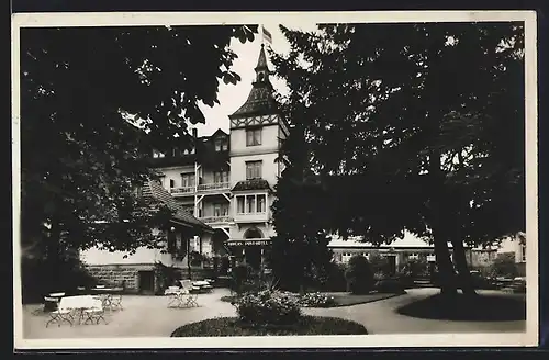 AK Herrenalb, Mönch`s Post-Hotel mit Gartenanlagen