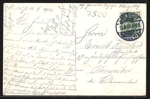 AK Karlsruhe, Kaiserstrasse nach Osten aus der Vogelschau